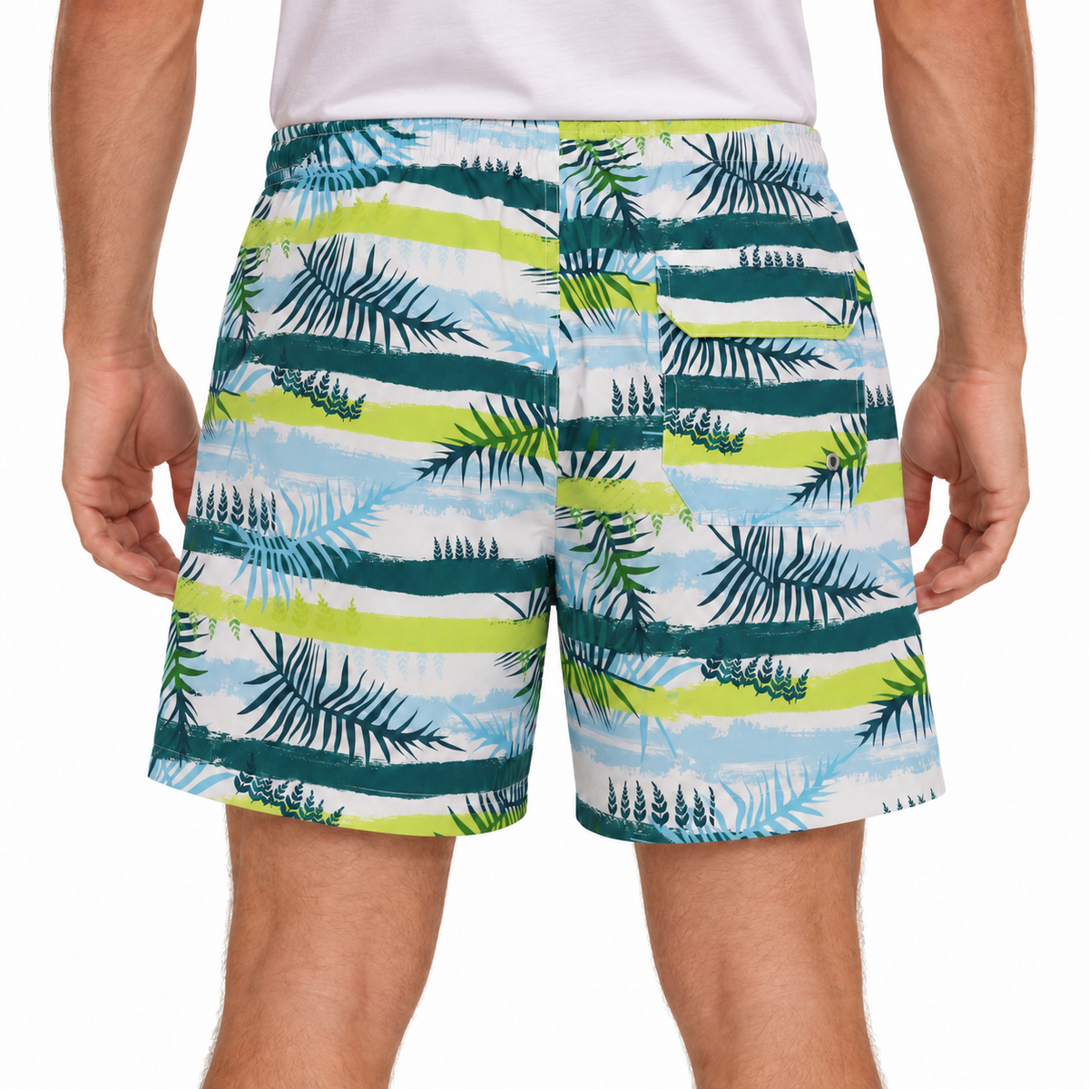 Tropical Leaf Print Swim Shorts