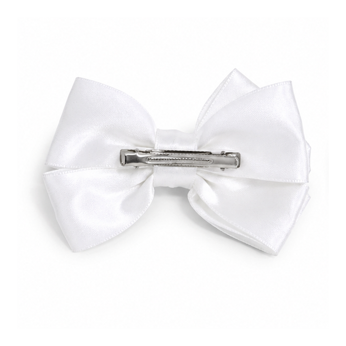 Satin bow hair clip with rhinestone details