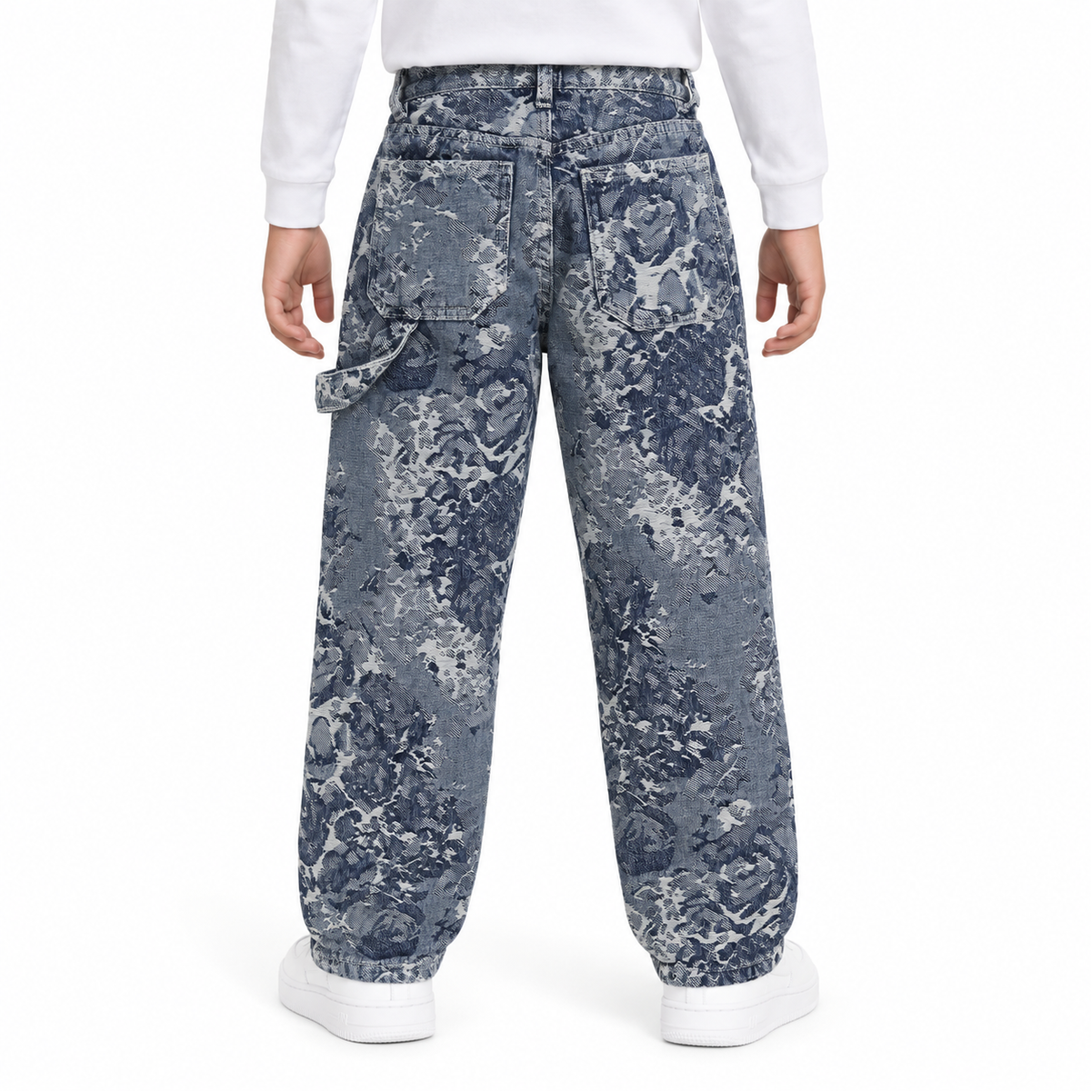 Artistic Print Jeans With Side Pocket