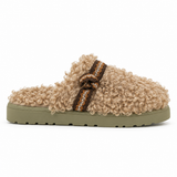 Faux Fur Buckle Mules