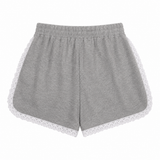 Women Lace Trim Drawstring Shorts