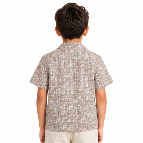Boys Short Sleeve Textured Print Shirt