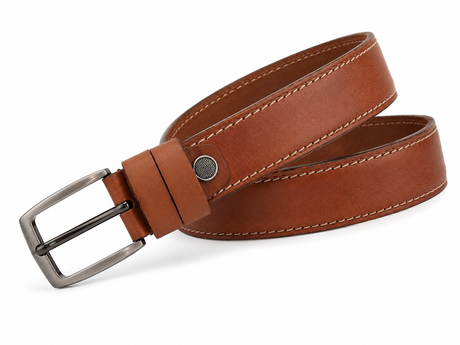 Boys Classic Leather Belt With Metal Buckle