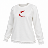 Lace Trim Heart Graphic Sweatshirt