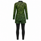 Women 3 Piece Abstract Print Modest Swimwear Set