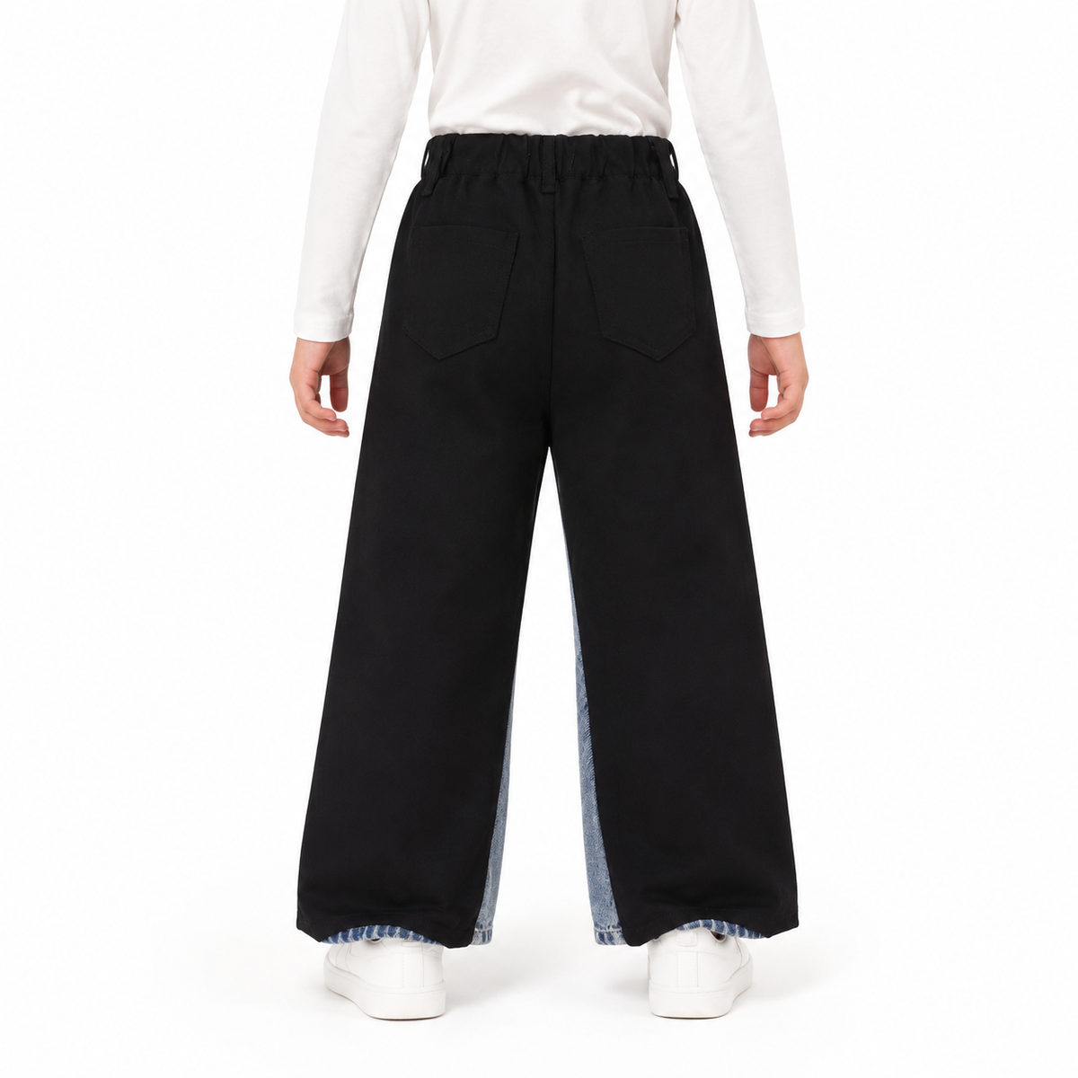 Girls Wide Leg Jeans With Contrast Side Panels