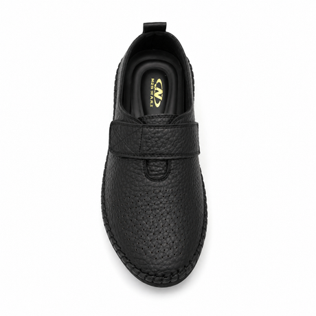 Comfort flats with perforated details and hook-and-loop strap