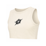 Casual Women Cap Sleeve Crop Top With Star Embroidery