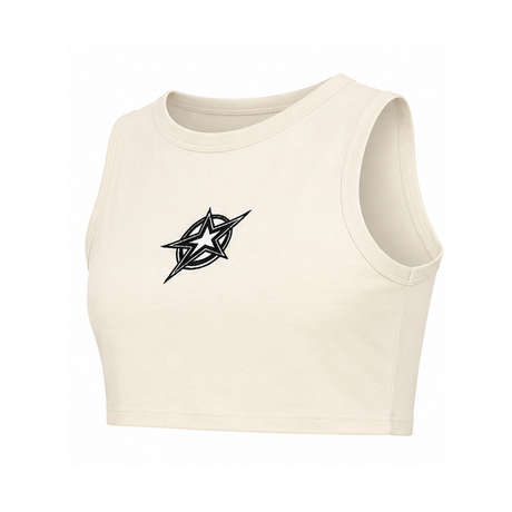 Casual Women Cap Sleeve Crop Top With Star Embroidery