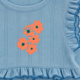 Ribbed Floral Ruffle Top