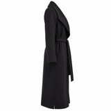 Long Belted Coat With Wide Lapels