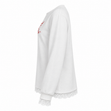 Lace Trim Heart Graphic Sweatshirt