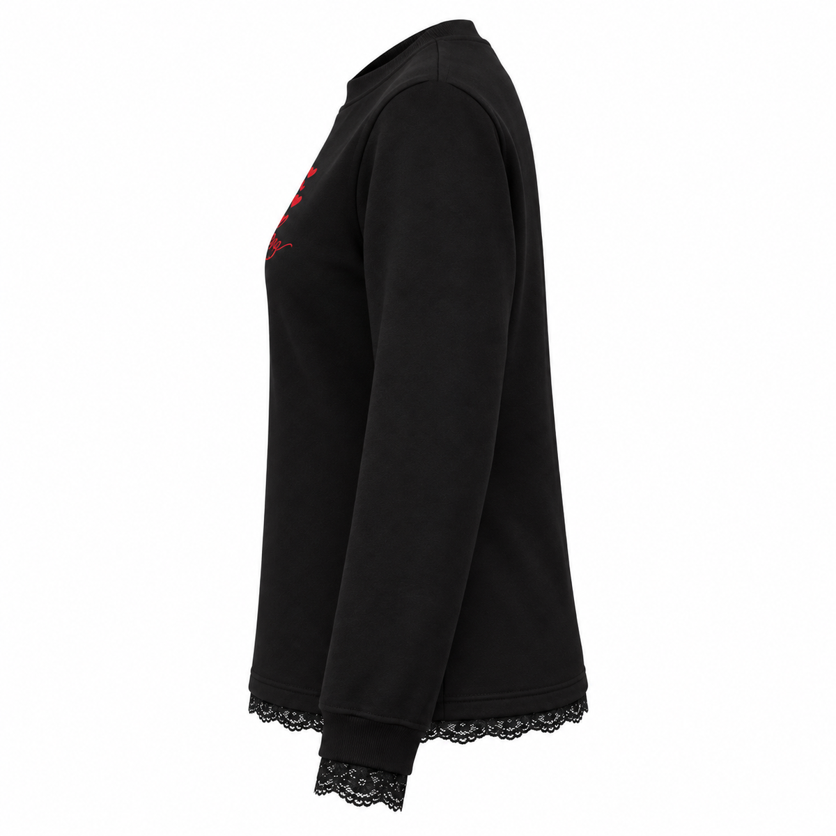 Lace Trim Heart Graphic Sweatshirt