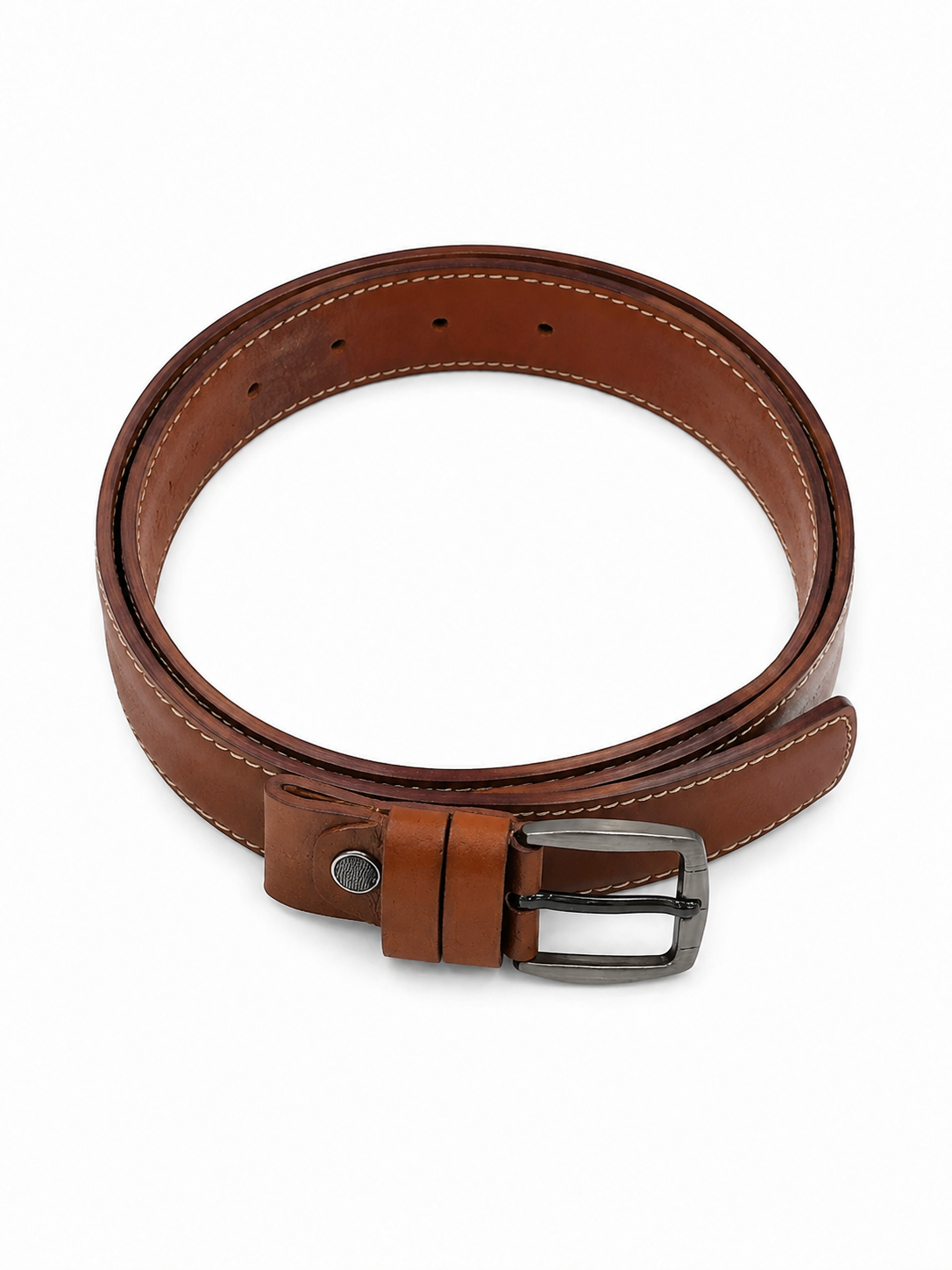 Boys Classic Leather Belt With Metal Buckle