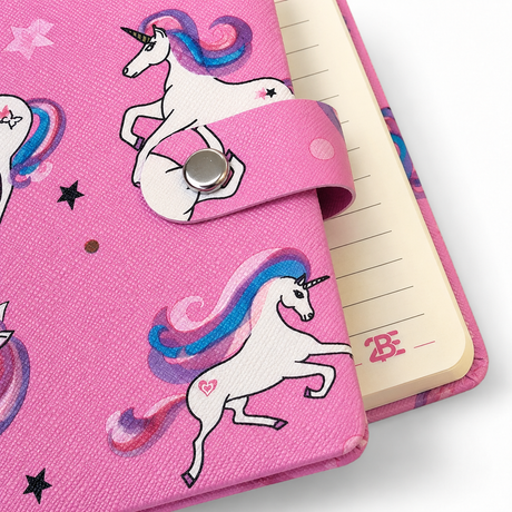 Unicorn Printed Ruled Notebook With Snap Closure