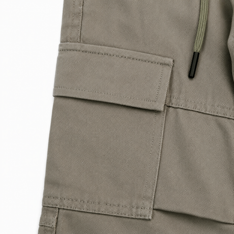 Boys Cargo Pants With Utility Pockets And Drawstring Waist