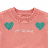 Heart Embroidered Sweatshirt And Jogger Set