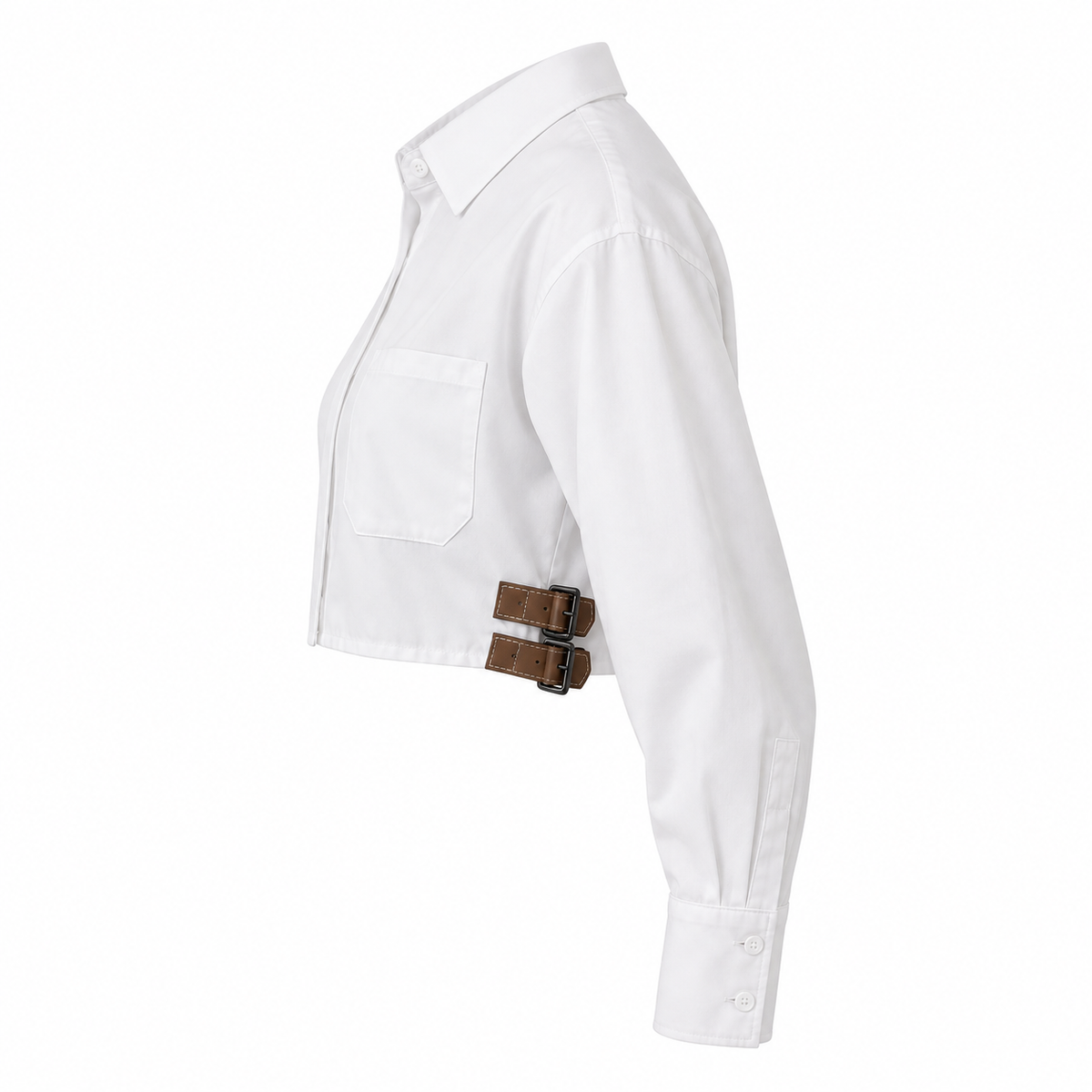 Cropped Shirt With Side Buckle Details