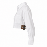 Cropped Shirt With Side Buckle Details