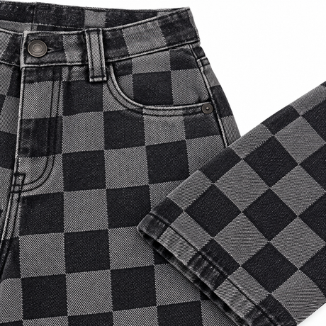Checkered Wide Leg Jeans