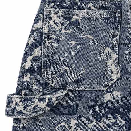 Artistic Print Jeans With Side Pocket