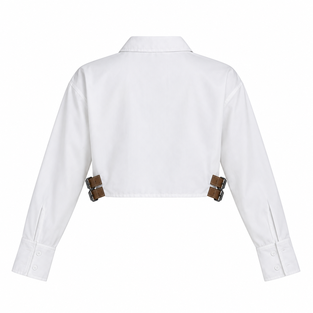 Cropped Shirt With Side Buckle Details