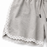 Women Lace Trim Drawstring Shorts