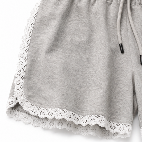 Women Lace Trim Drawstring Shorts