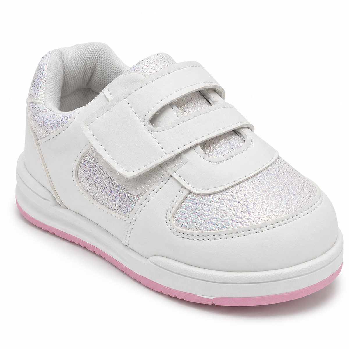Girls sports sneakers with hook-and-loop straps and glitter details