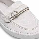 Women Textured Loafers With Metal Buckle