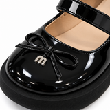 Glossy Bow Mary Jane Shoes
