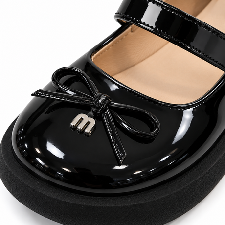 Glossy Bow Mary Jane Shoes