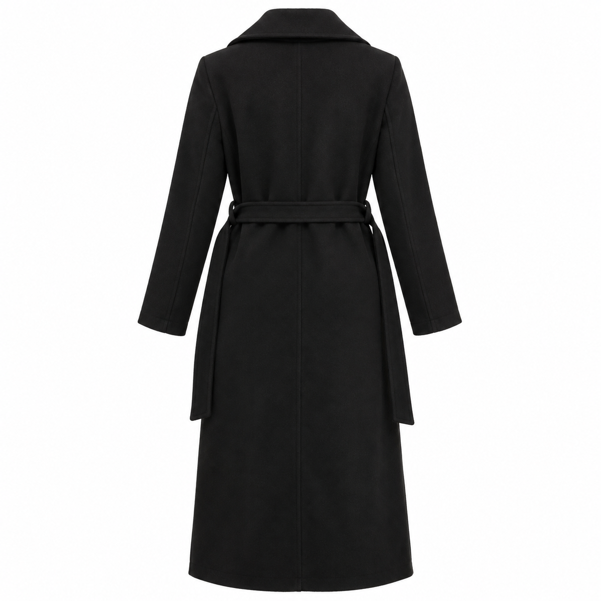 Long Belted Coat With Wide Lapels