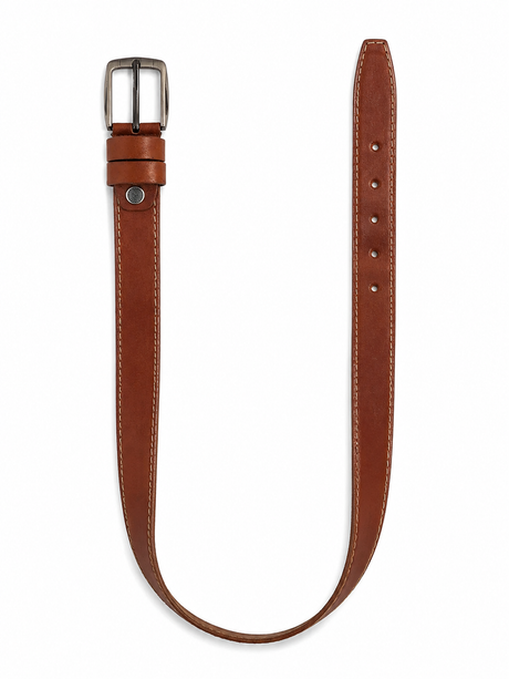 Boys Classic Leather Belt With Metal Buckle
