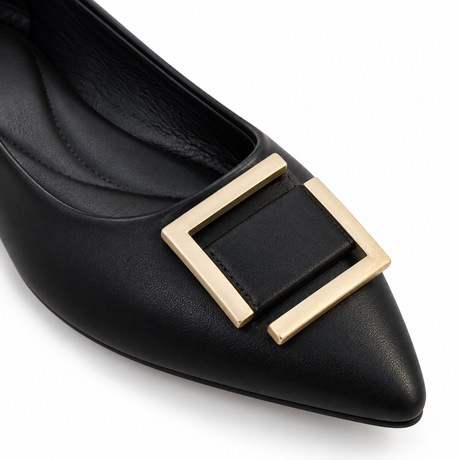 Metal Detail Pointed Toe Flats