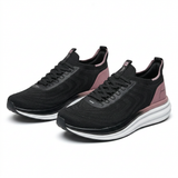 Knit Running Sneakers With Blush Heel Panel