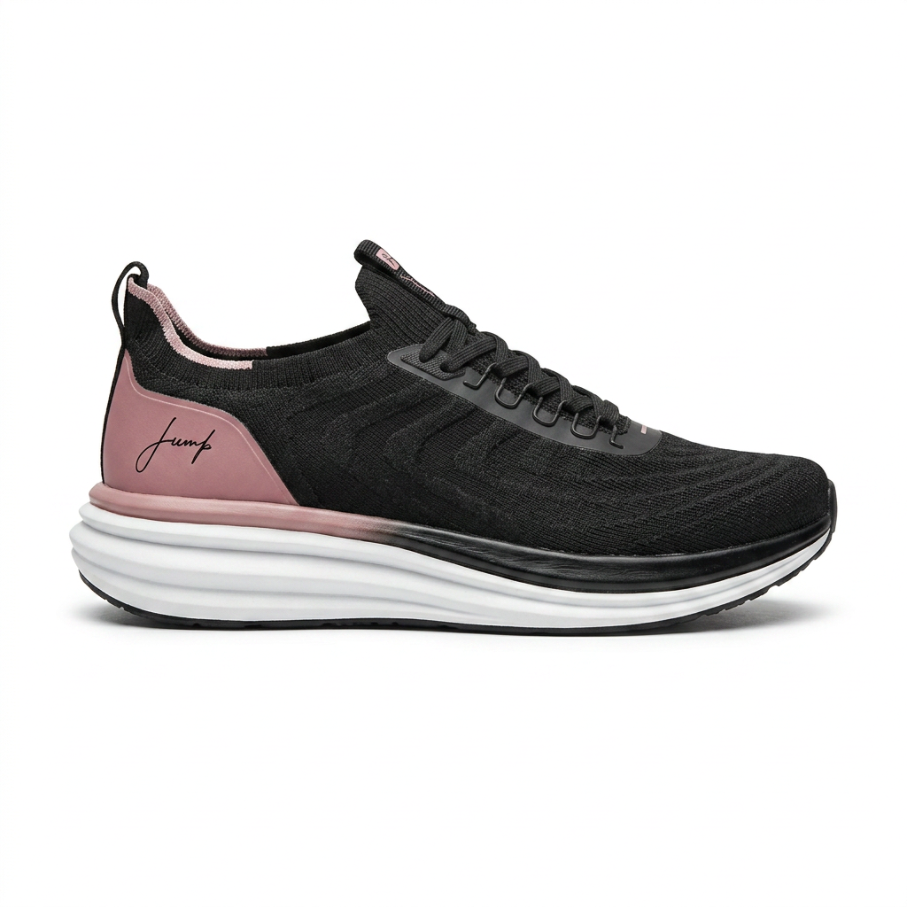 Knit Running Sneakers With Blush Heel Panel