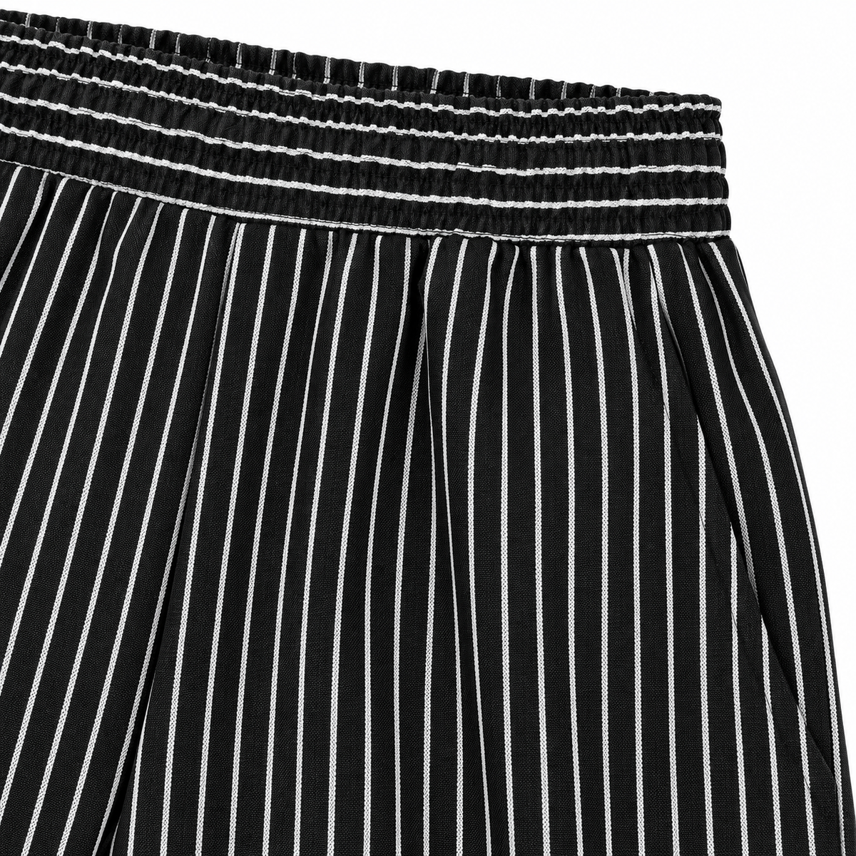 Striped Wide Leg Elastic Waist Pants
