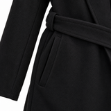 Long Belted Coat With Wide Lapels