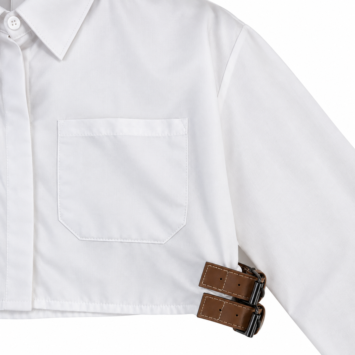 Cropped Shirt With Side Buckle Details