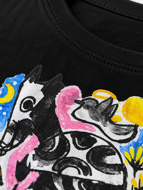 Artistic Cow Graphic T-Shirt