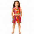 Girls Heart Print Sleeveless Top And Shorts Set