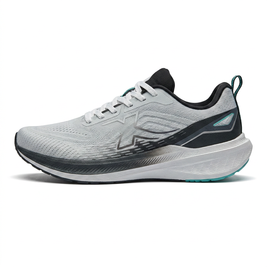 Running Shoes With Support Overlay And Cushioned Sole