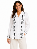 Women Abstract Print Button Front Blouse