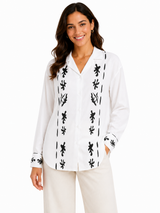 Women Abstract Print Button Front Blouse