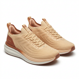 Knit Running Sneakers With Blush Heel Panel