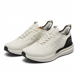 Knit Lace Up Sneakers With Heel Panel