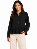 Girls Ruffle Hem Button Front Shirt
