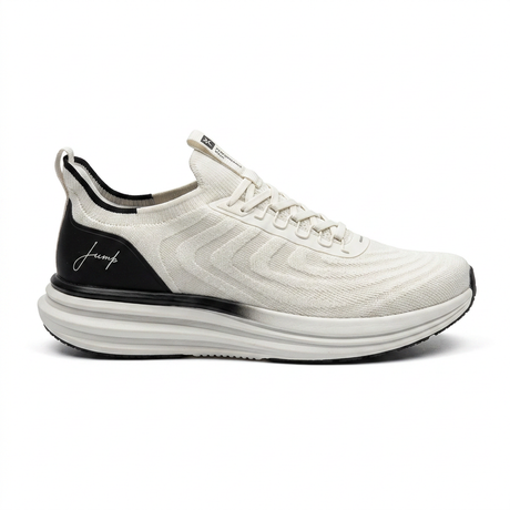 Knit Lace Up Sneakers With Heel Panel