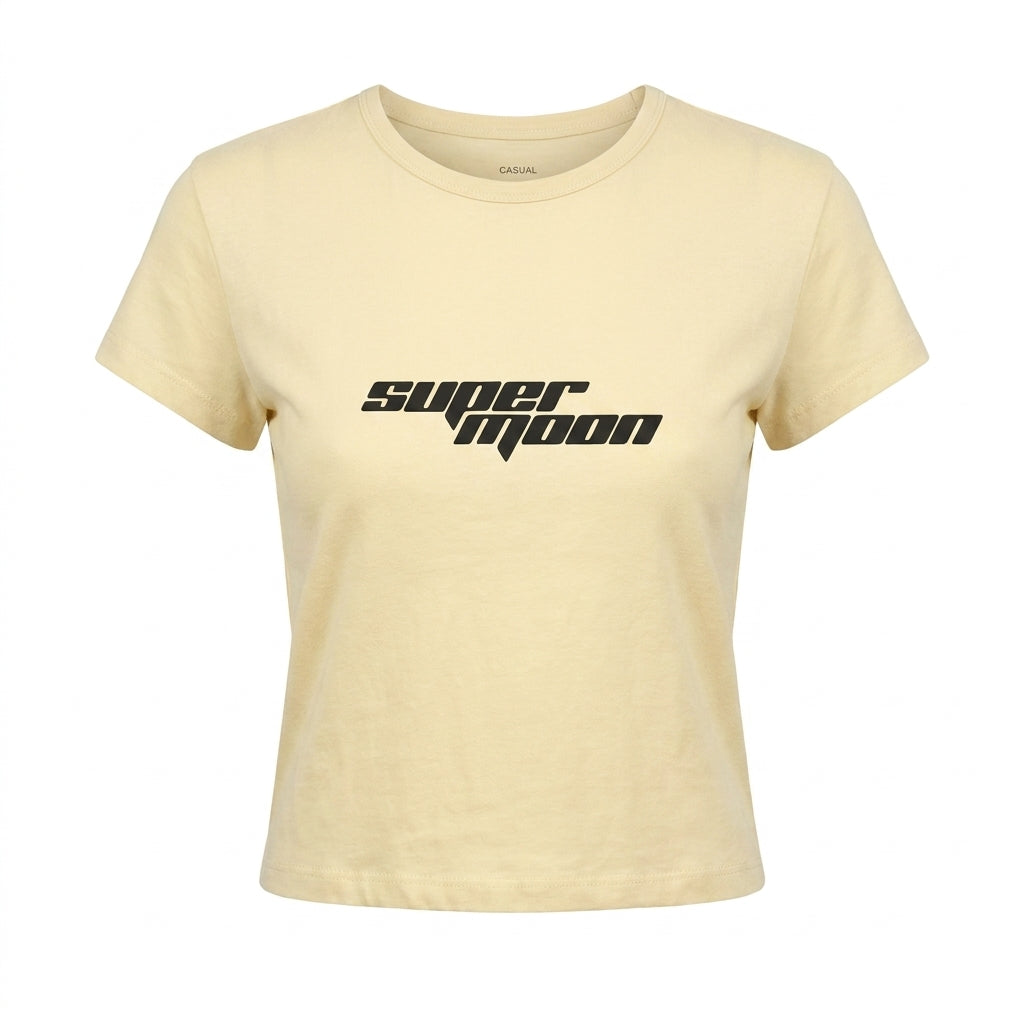 Casual Wear Women Light Supermoon Graphic Cropped T Shirt